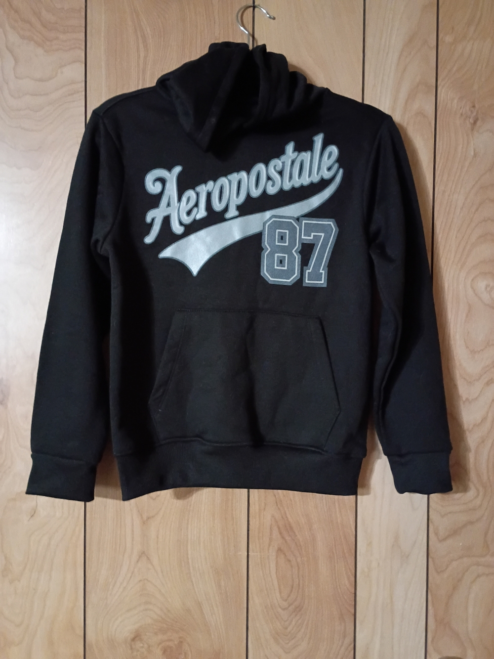 Aeropostale Black Hoodie with Gray Logo and 87